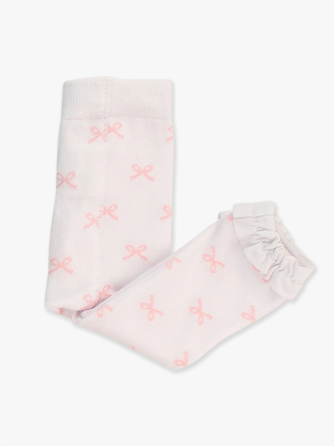Girls Pink Bows Patterned Footless Ruffle Tights- Ruffle Butts