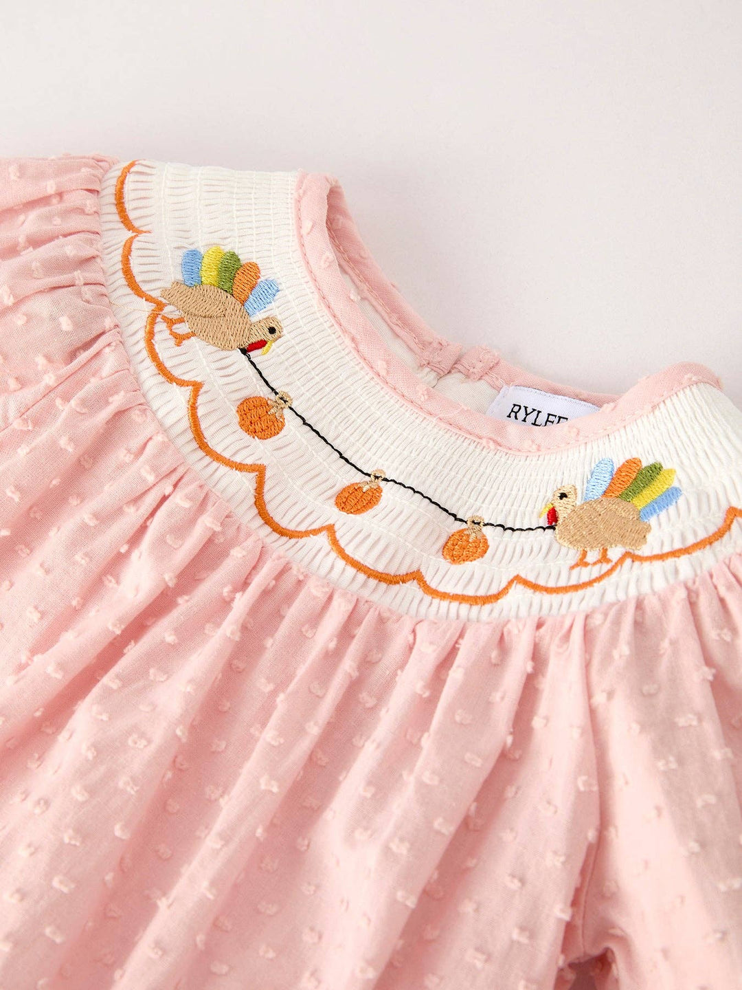 Rylee Faith Designs - Fall Thanksgiving& Halloween Chicken Pumpkin Smock Embroidery Baby Girl Romper: 3M