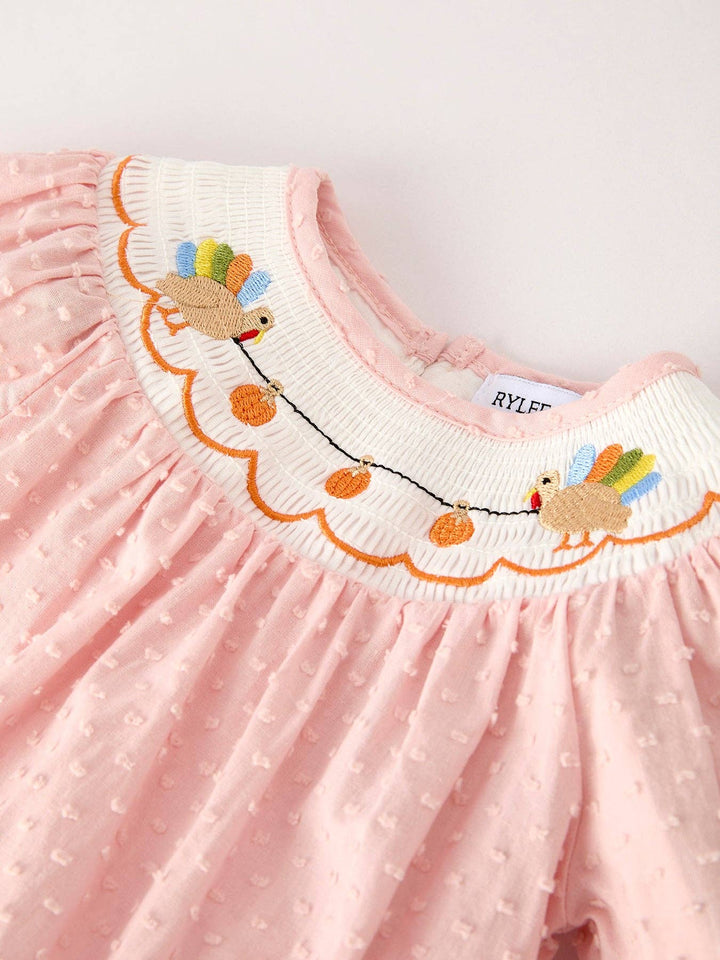 Rylee Faith Designs - Fall Thanksgiving& Halloween Chicken Pumpkin Smock Embroidery Baby Girl Romper: 3M