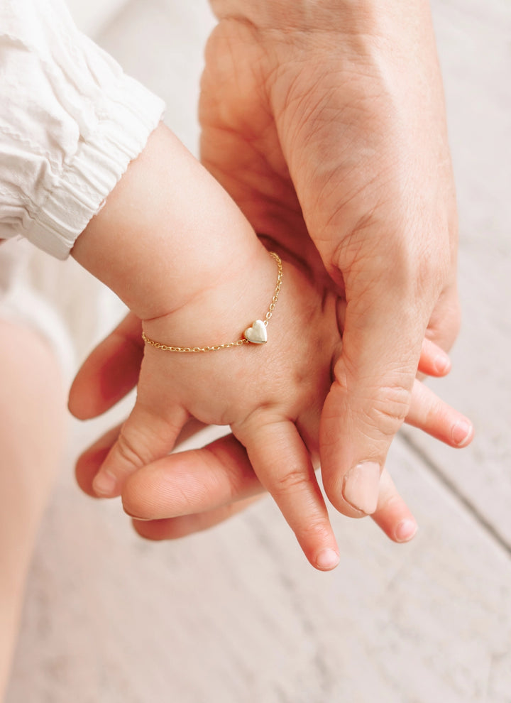14k Gold-Plated Dainty Heart Chain Baby Girl Bracelet- Cherished Moments