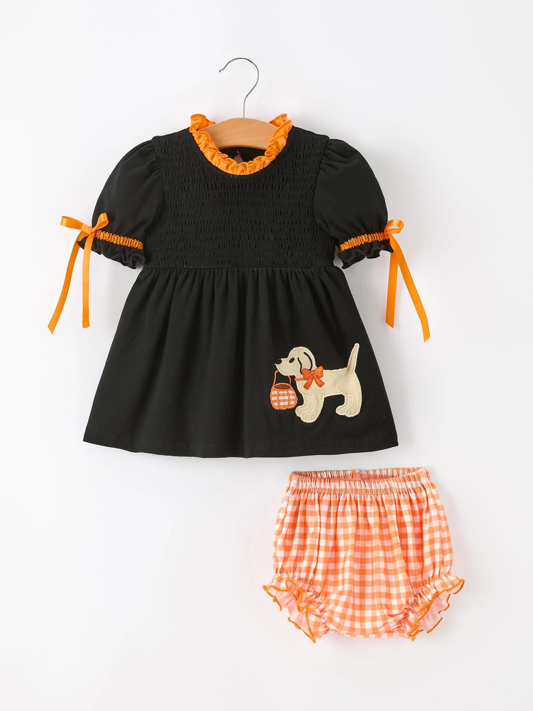 Girls Halloween Dog Pumpkin Black Bloomers Set- ETA SEPT.