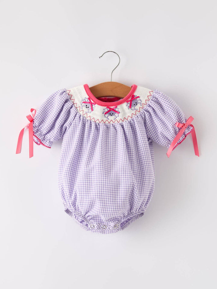Spider Smock Embroidery Purple Girls Romper