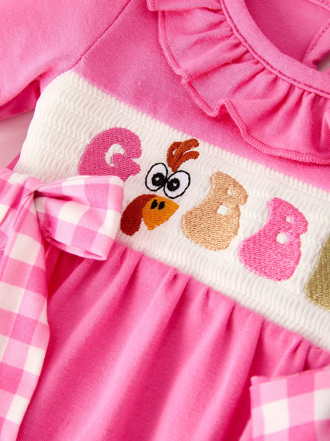 Rylee Faith Designs - Fall Thanksgiving& Halloween "GOBBLE" Smock Embroidery Baby Girl Romper: 12M