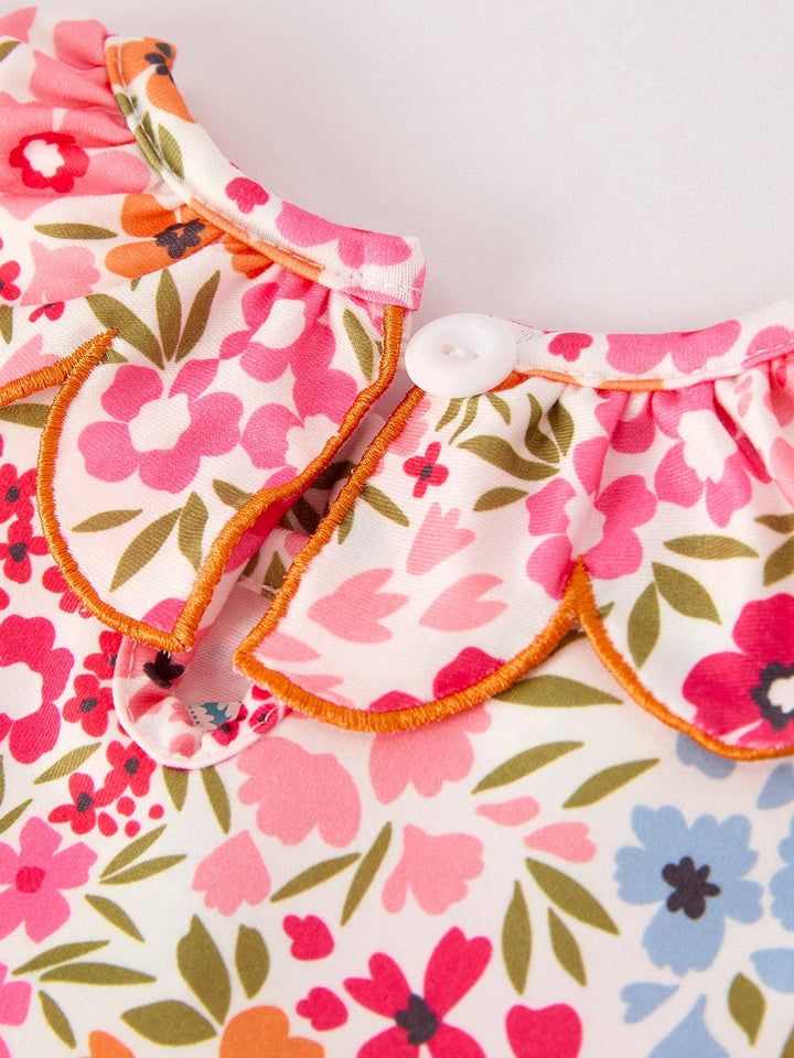 Rylee Faith Designs - Halloween Pumpkin Bow Smock Embroidered Floral Dress: 5