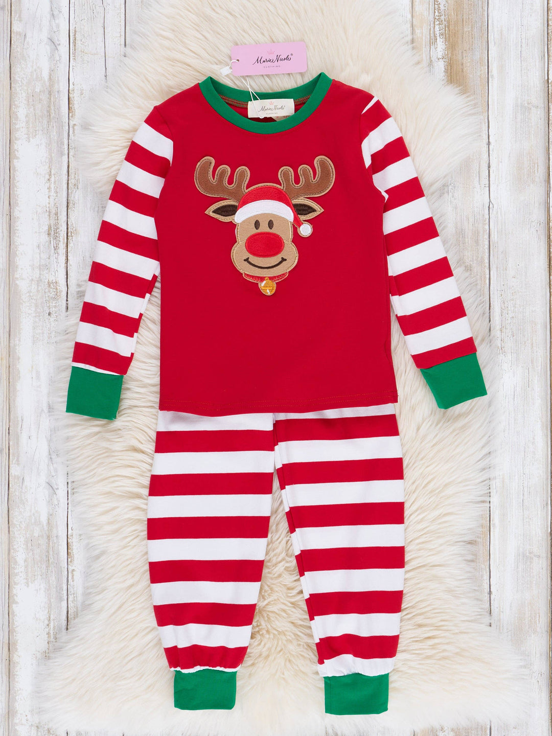 Marie Nicole Clothing - Christmas Reindeer Pajamas - For Boys & Girls: 3/6MOS / Girl