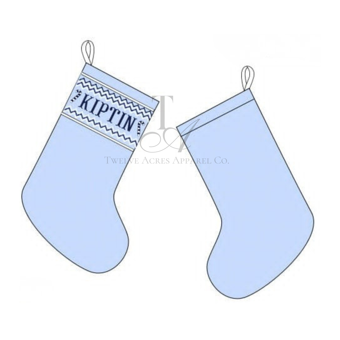 Quilted Hand Smocked Personalized Christmas Stockings PO- ETA Late Nov.
