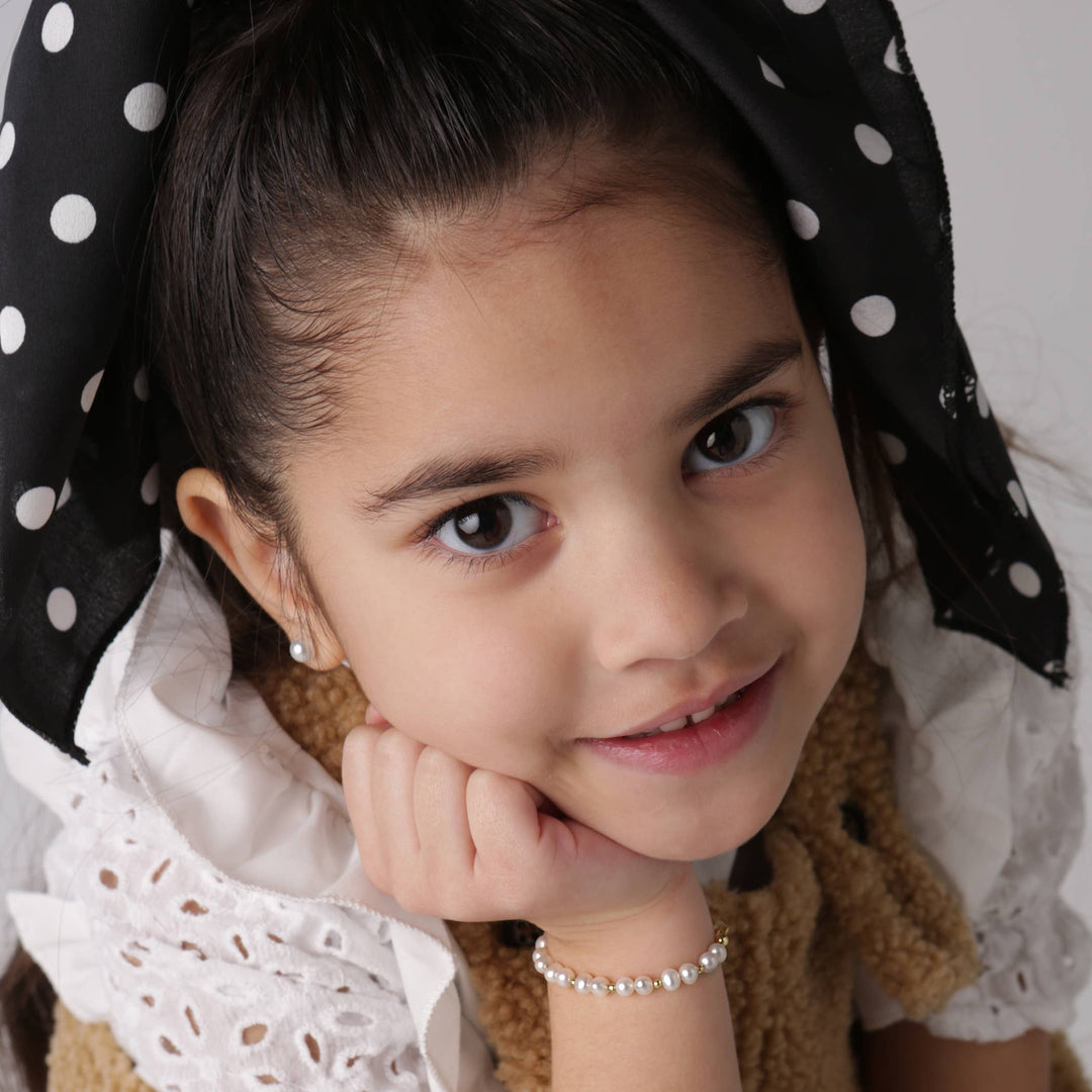 Cherished Moments - Girls 14K Gold-Plated Pearl Baby Bracelet