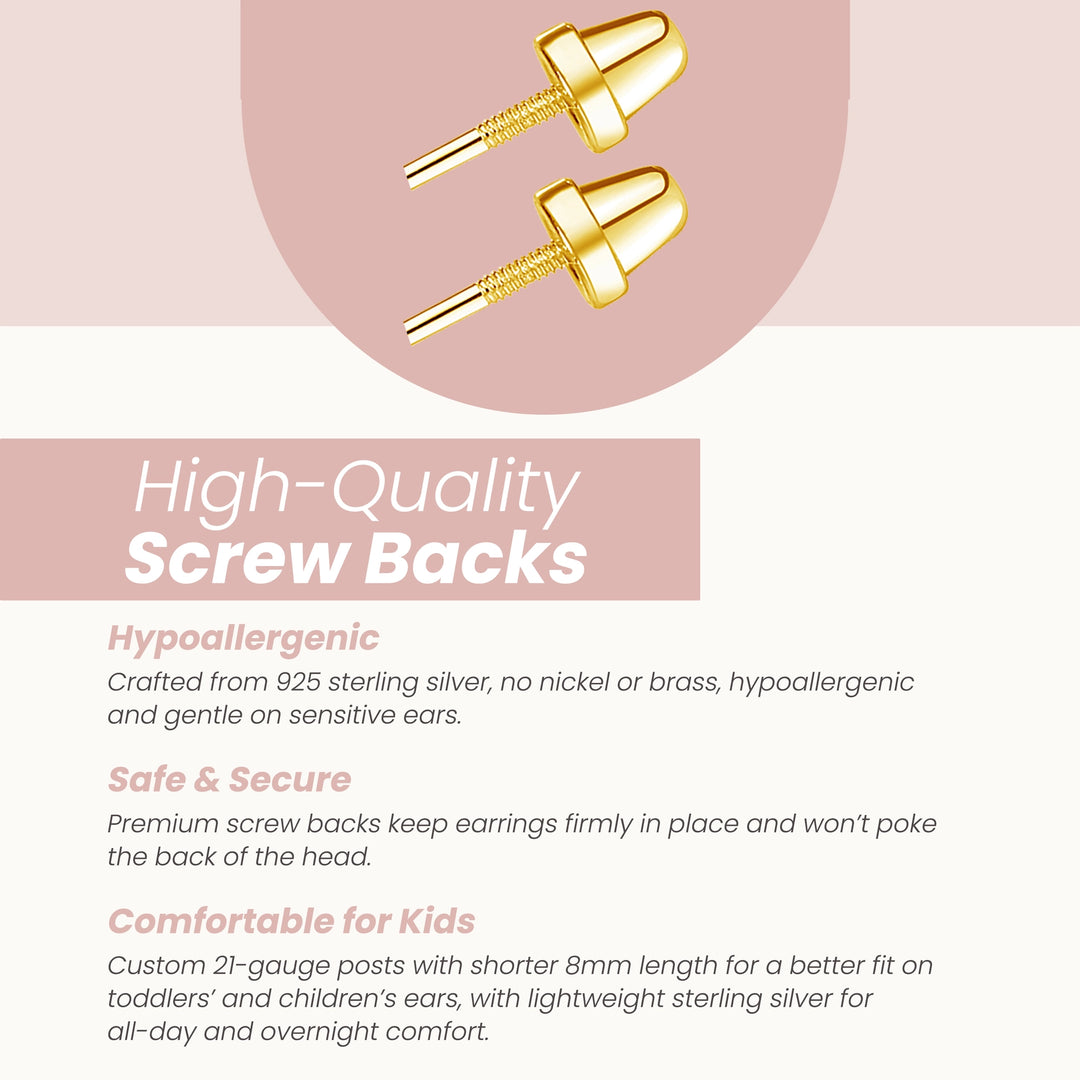 14k-Gold Plated Girl Pink Bow Pearl Earrings