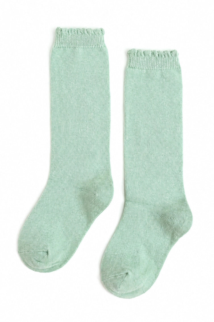 Mint Scalloped Knee High Socks