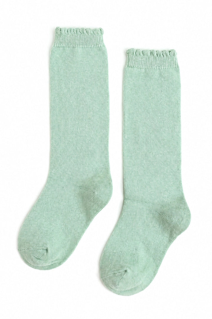 Mint Scalloped Knee High Socks