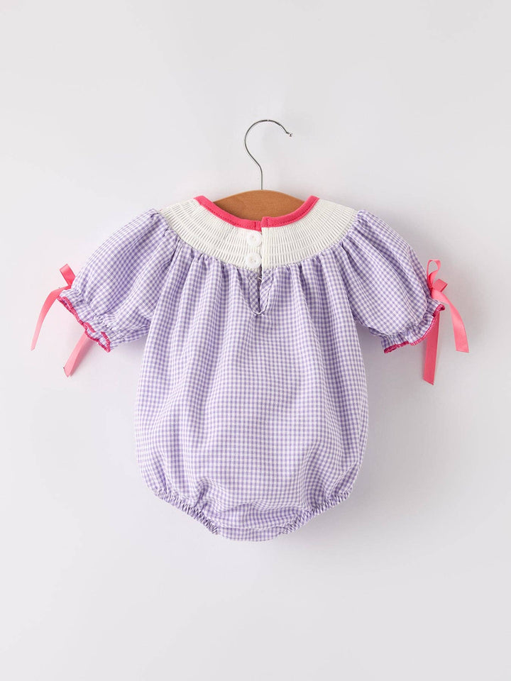Spider Smock Embroidery Purple Girls Romper