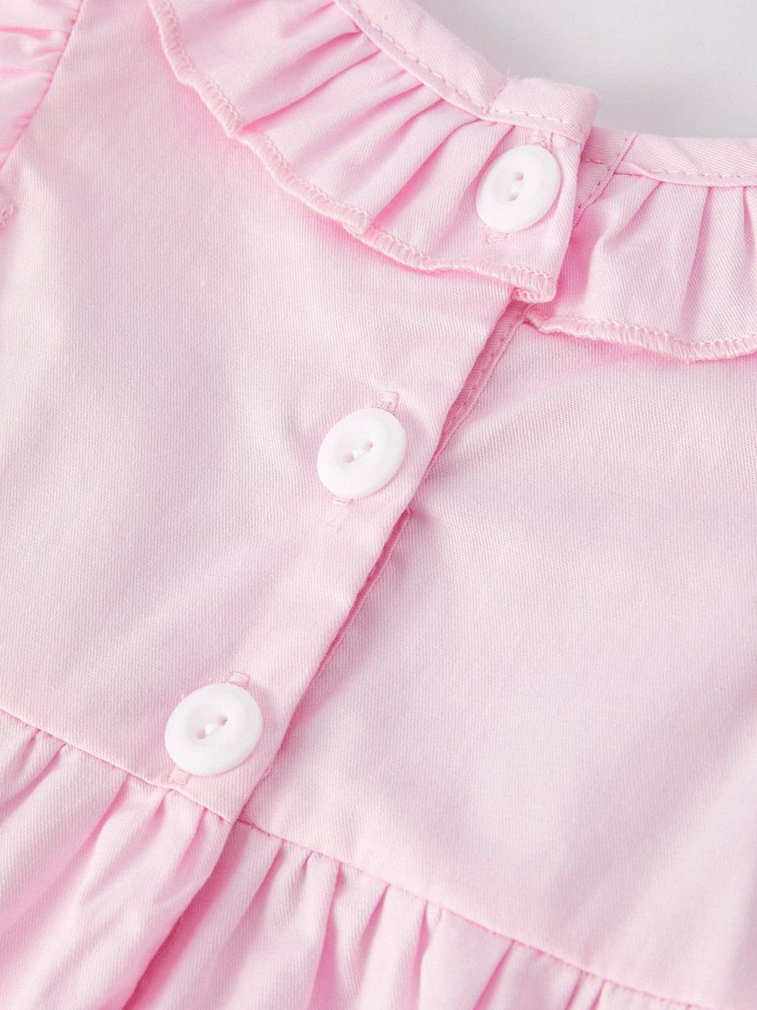 Smocked Embroidered Ruffles Pink Romper