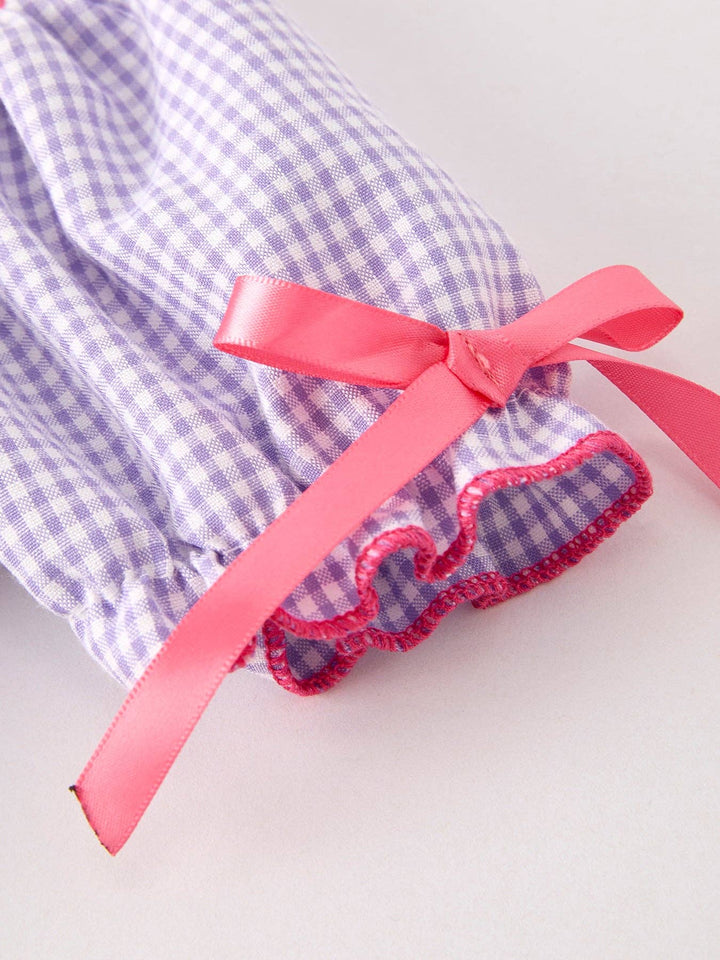 Spider Smock Embroidery Purple Girls Romper