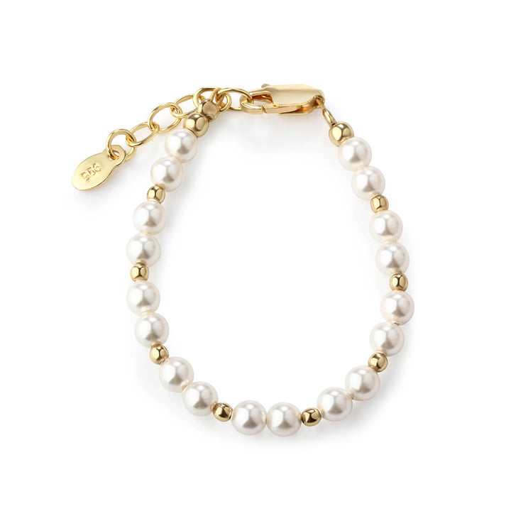 Cherished Moments - Girls 14K Gold-Plated Pearl Baby Bracelet