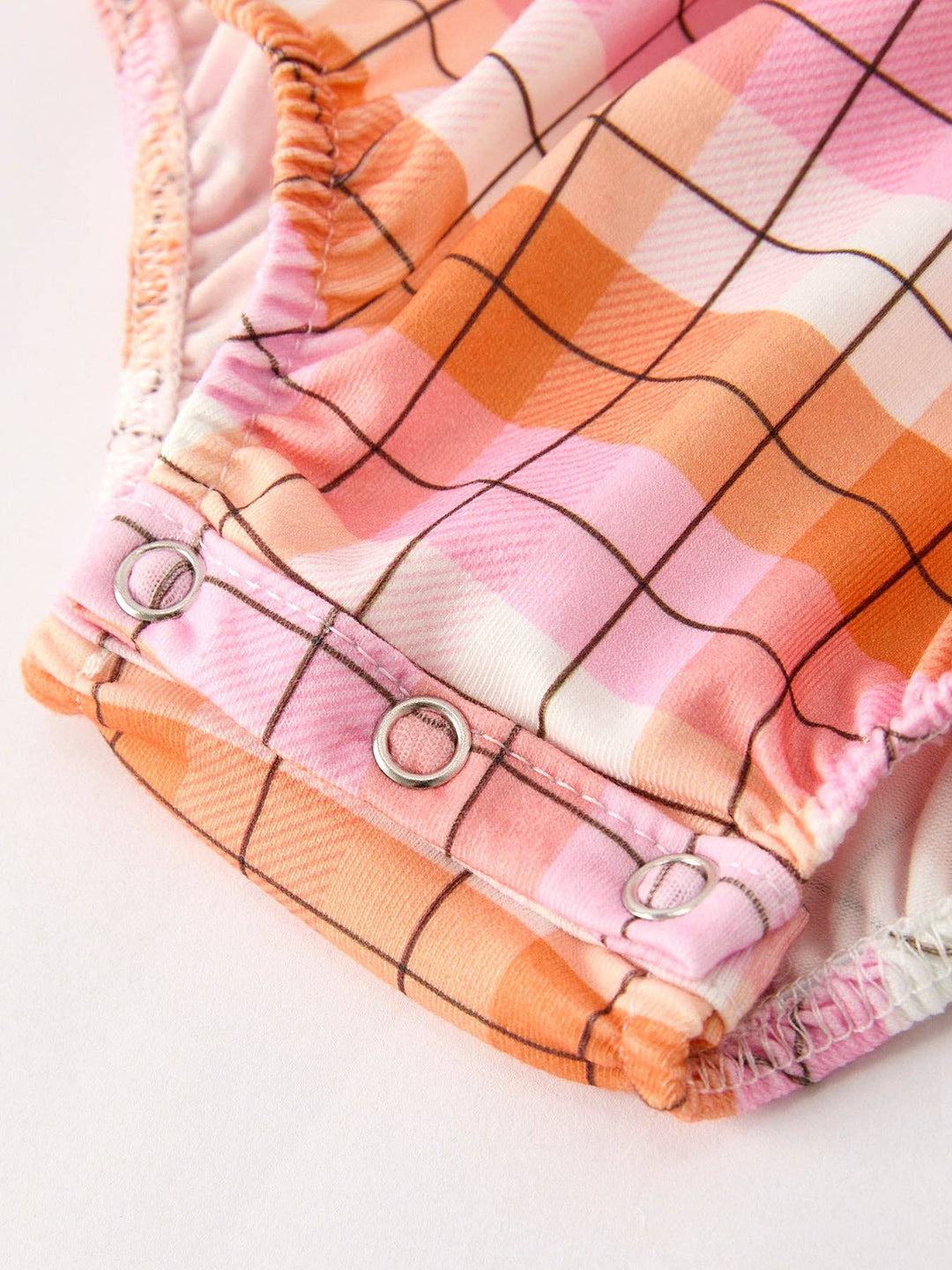 Pumpkin Bow Ghost Smocked Embroidered Plaid  Romper