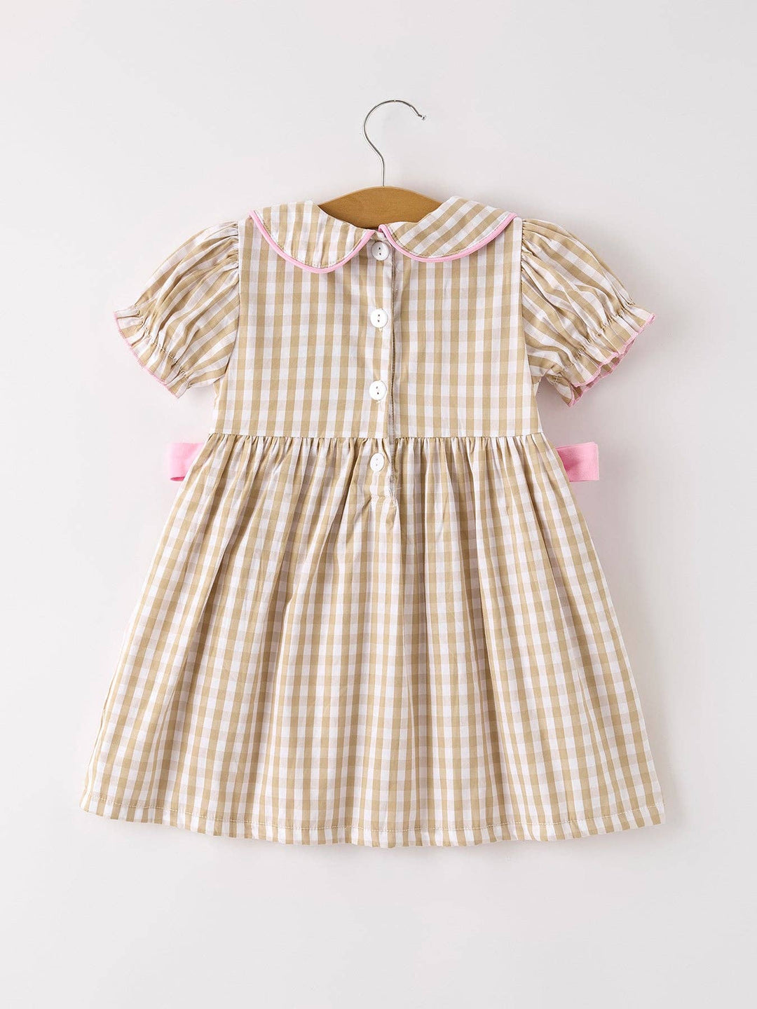 Rylee Faith Designs - Fall Thanksgiving Lapel Plaid Chick Embroidery Smocking Bow Baby Girls Dress: 5