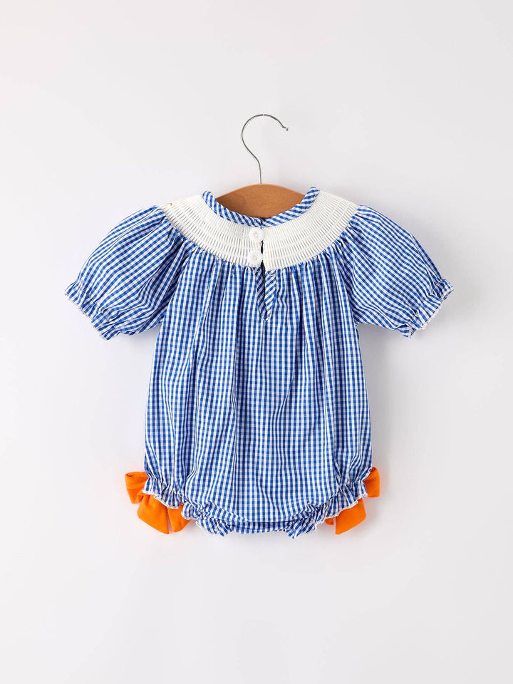 Rylee Faith Designs - Fall Thanksgiving & Halloween Truck Smock Embroidery Baby Girl Romper: 12M