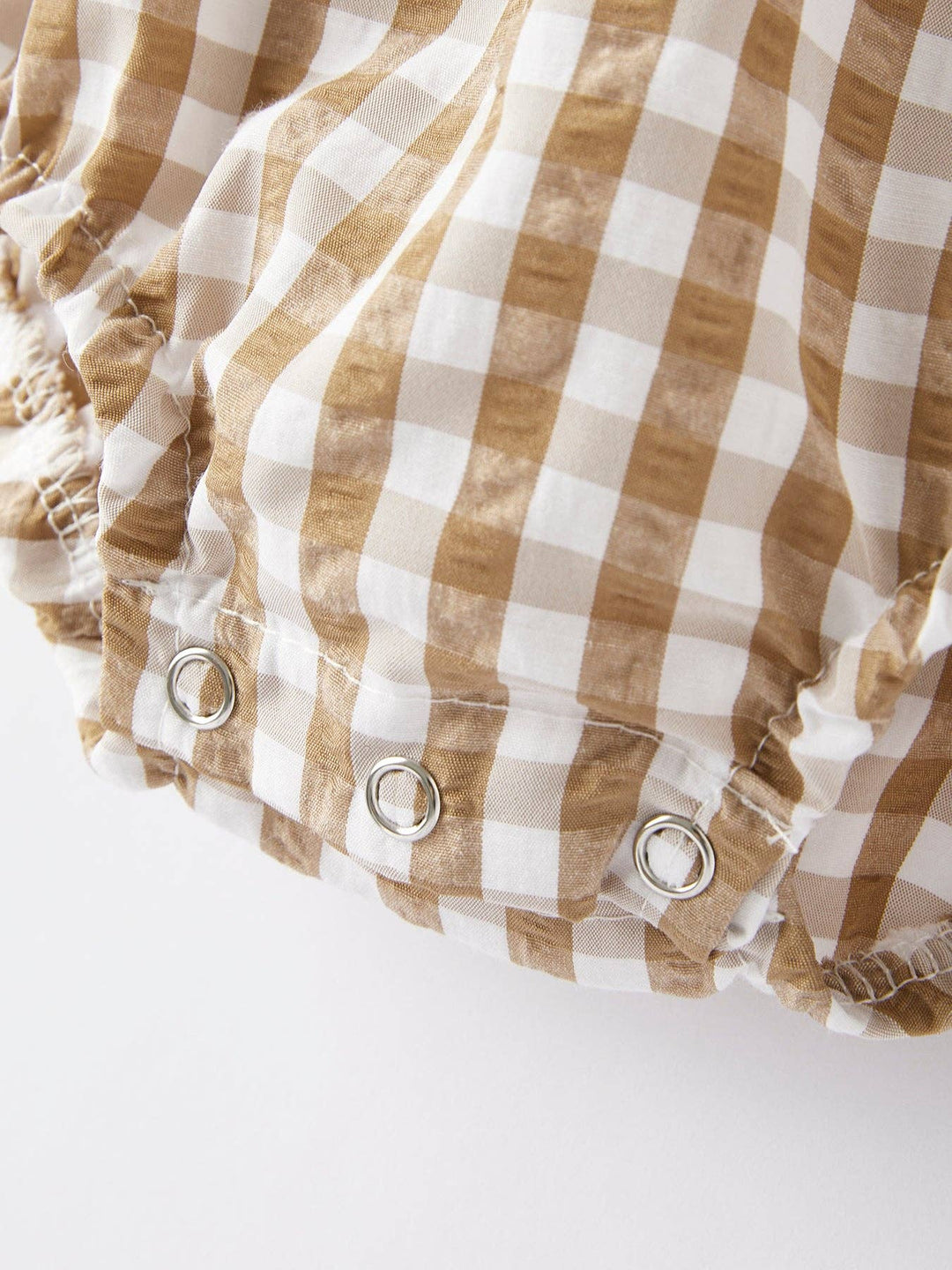 Rylee Faith Designs - Girls Thanksgiving Smocking Embroidered Brown Plaid Romper: 12M