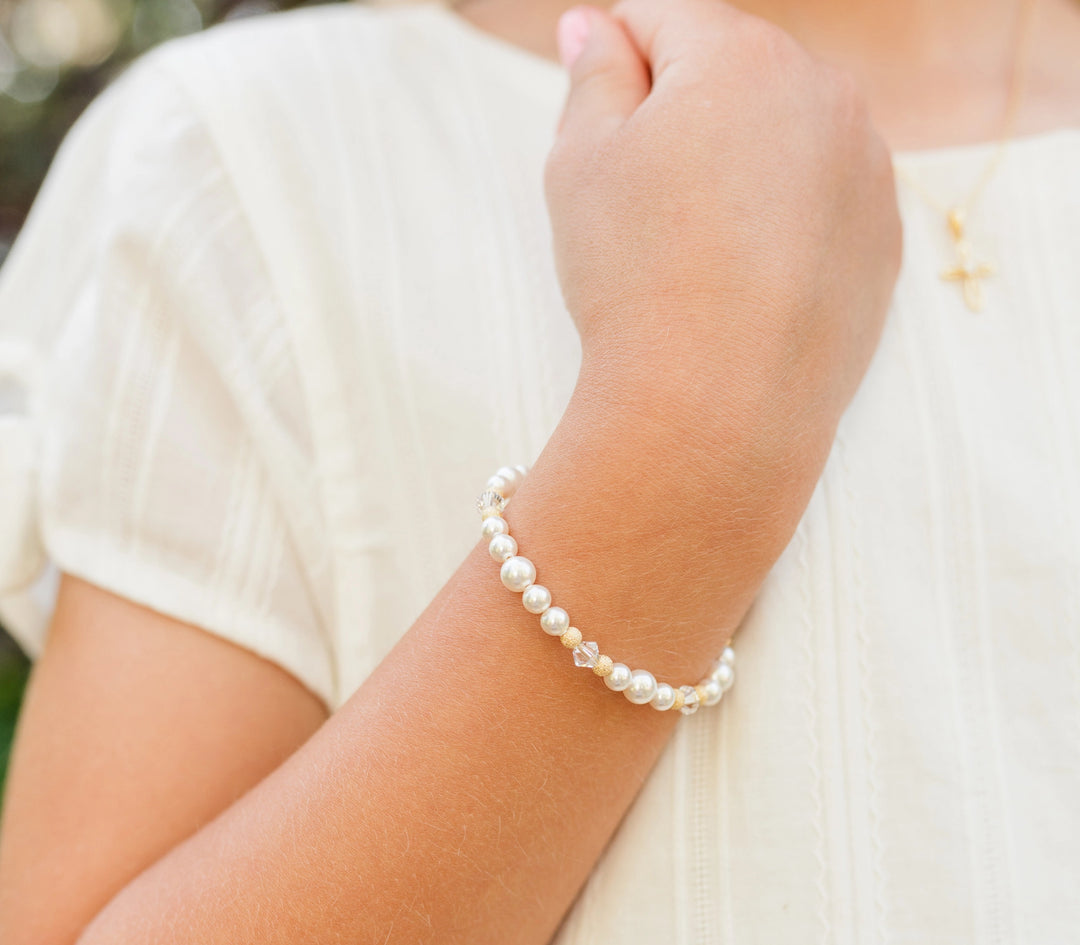 14K Gold-Plated Pearl Baby Bracelet For Kids Gold Jewelry