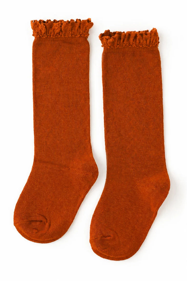 Pumpkin Spice Lace Top Knee High Socks