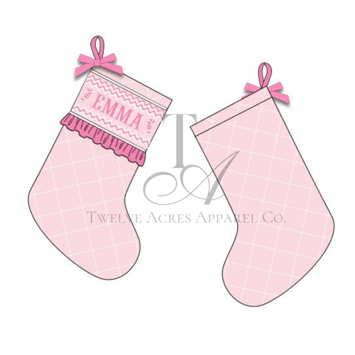 Quilted Hand Smocked Personalized Christmas Stockings PO- ETA Late Nov.